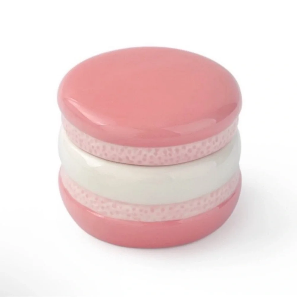 New Target Bullseye Ceramic Pink & White Macaron Trinket Box